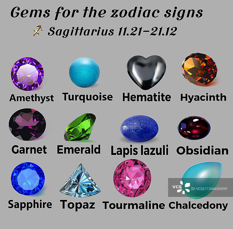 射手座星座的宝石桌图片素材