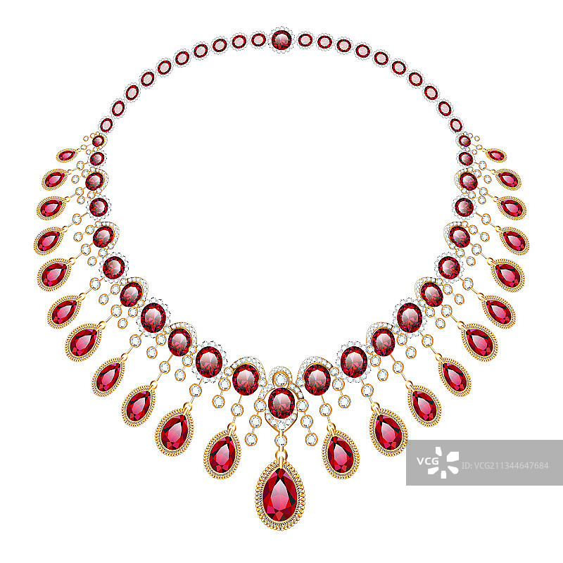 镶嵌宝石的女士金项链图片素材