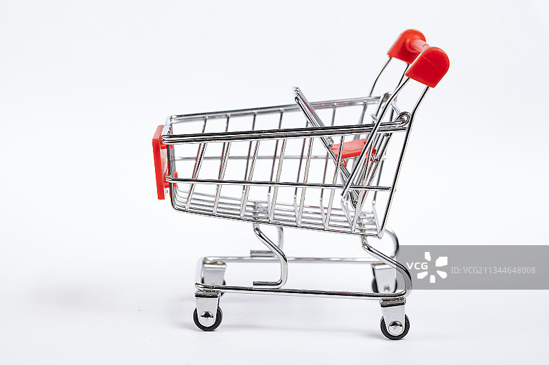 静物购物车白色背景特写图片素材