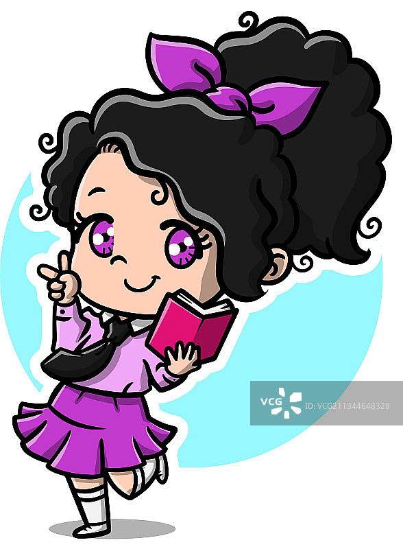 Q版人物读书图片素材