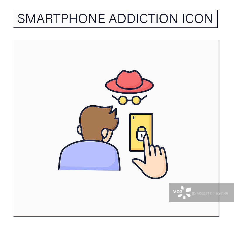 沉迷智能手机彩色图标图片素材