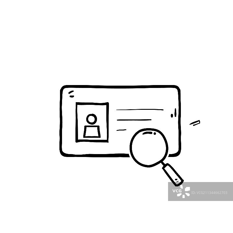 手绘涂鸦身份证扫描图标图片素材