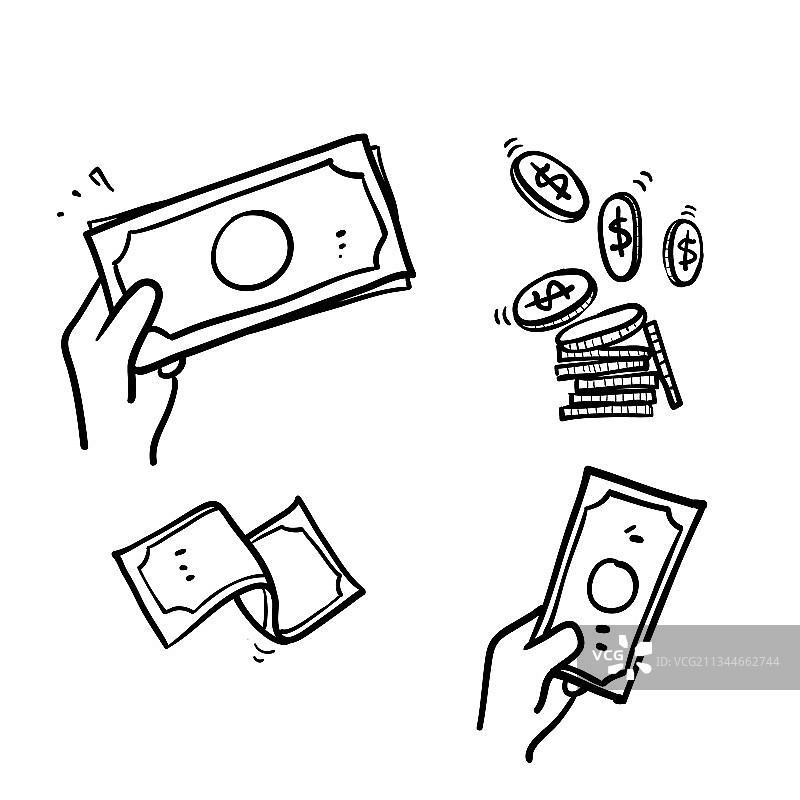 手绘涂鸦金钱图片素材