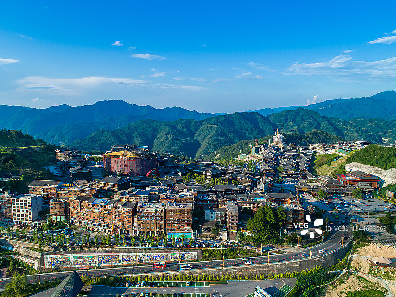 航拍贵州黔东南西江风光图片素材