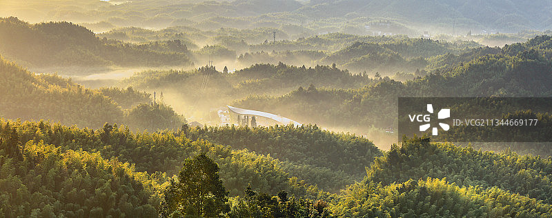 层峦叠翠晨光中——中华竹都之晨图片素材