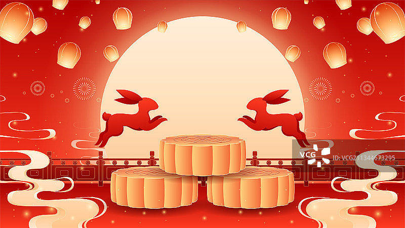 中秋月亮月饼插画图片素材