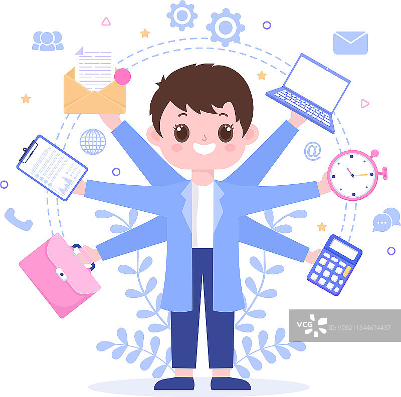 身兼数职的商务男士或办公室职员图片素材