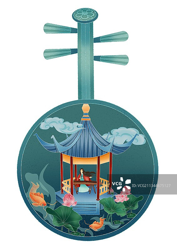 琵琶画中画图片素材