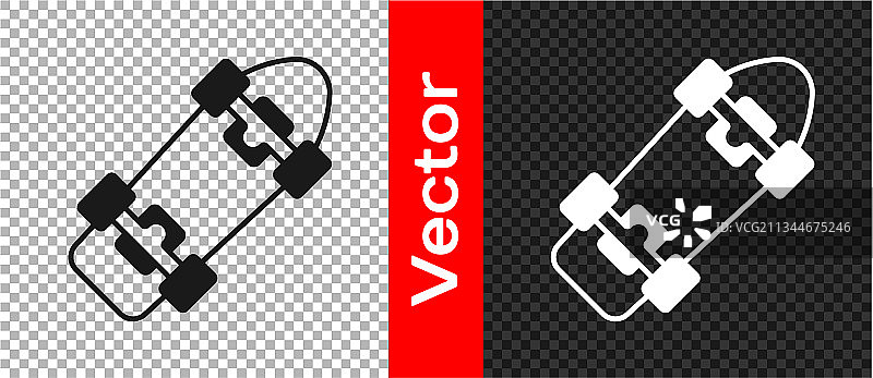 透明背景上的黑色滑板图标图片素材