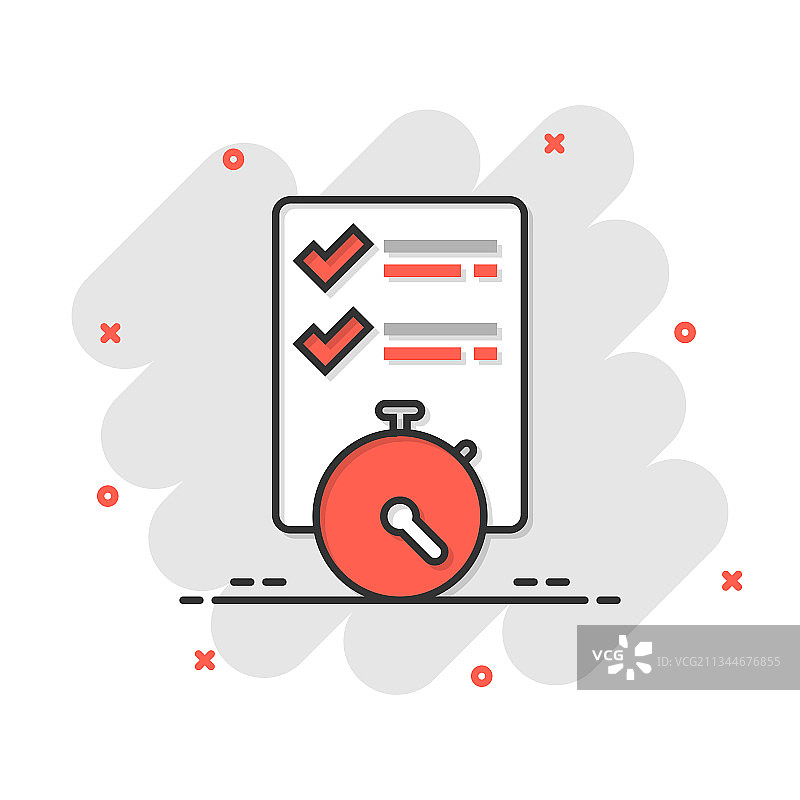 带时钟图标的文档，扁平风格清单图片素材