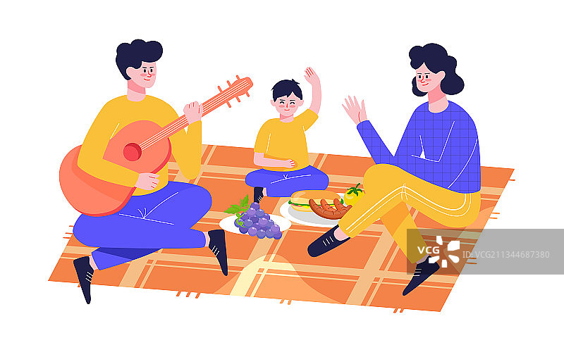 一家人秋游海报人物秋天旅游风景户外插画图片素材