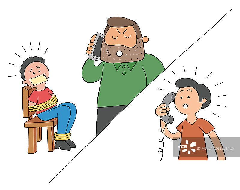 卡通男人被劫持勒索图片素材