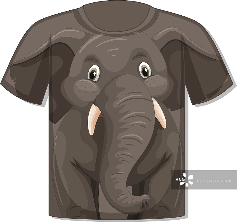 大象图案T恤正面图样图片素材