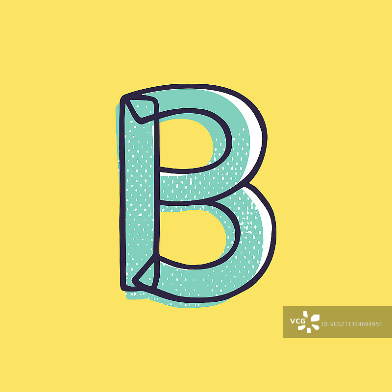 孩子风格字母B标志手绘与标记图片素材
