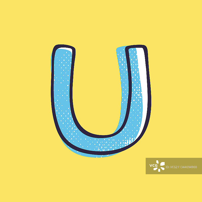 儿童风格字母U标志手绘设计图片素材