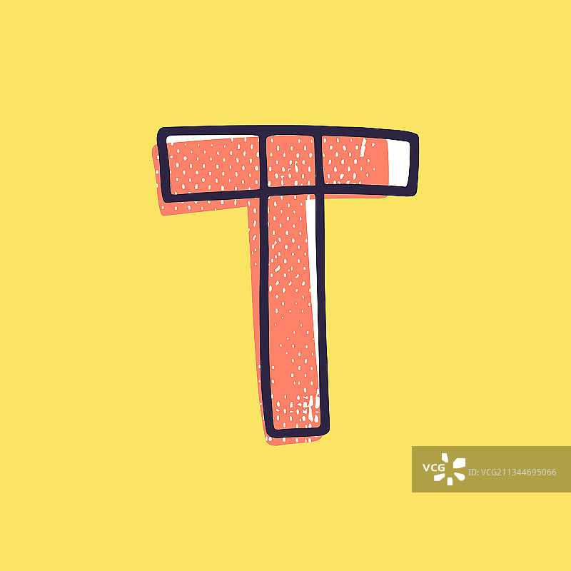 儿童风格字母T标志手绘设计图片素材