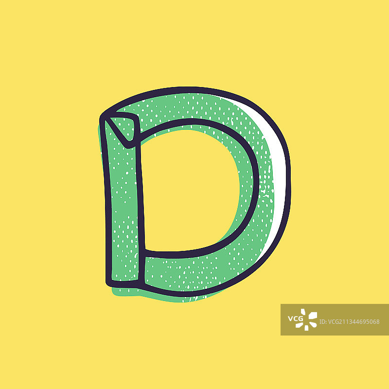 儿童风格字母D标志手绘图片素材