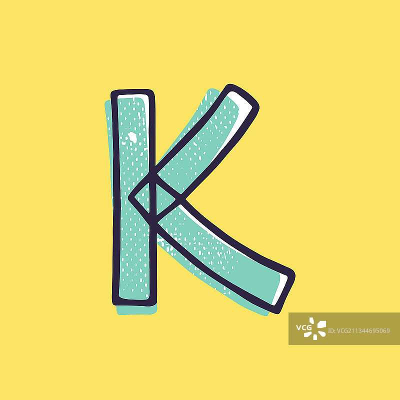 儿童风格字母K标志手绘图片素材
