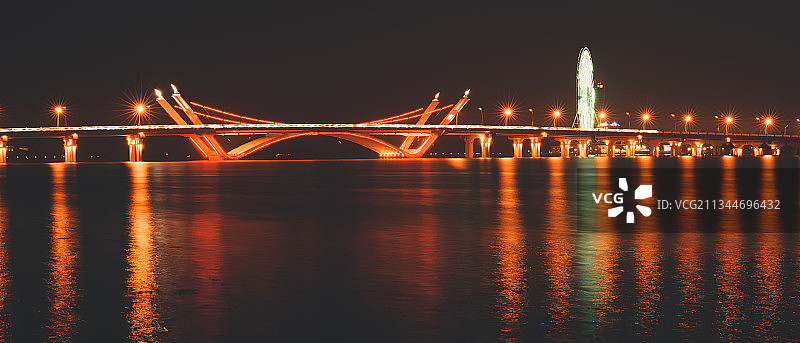 蠡湖大桥与摩天轮图片素材