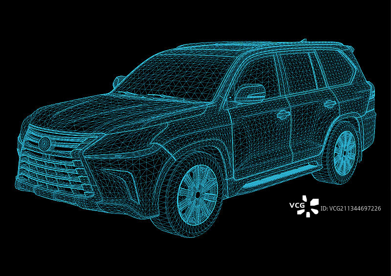 全息线框风格的3D警车图片素材