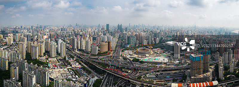 航拍上海徐家汇全景图片素材