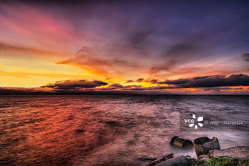 日落时分加利福尼亚州纽瓦克海景图片素材