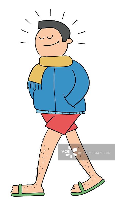 穿着有趣外套的卡通男人图片素材
