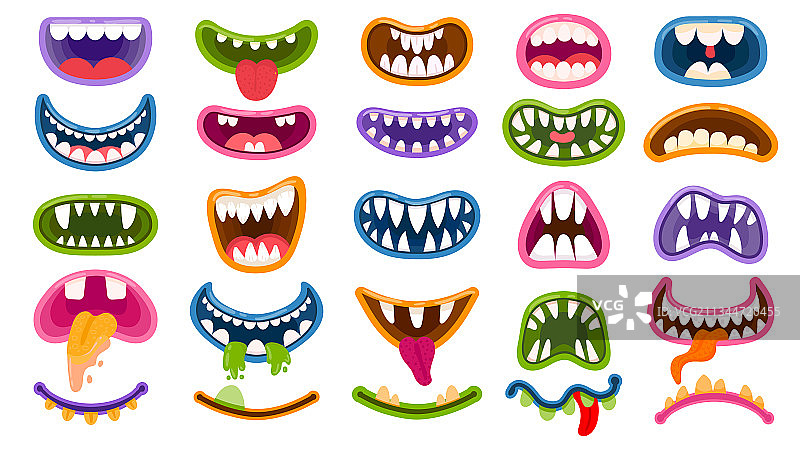 卡通怪物嘴巴恐怖滑稽嘴巴素材图片素材
