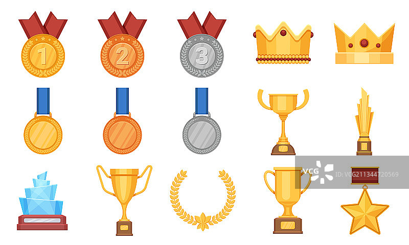 奖杯奖牌扁平图标图片素材
