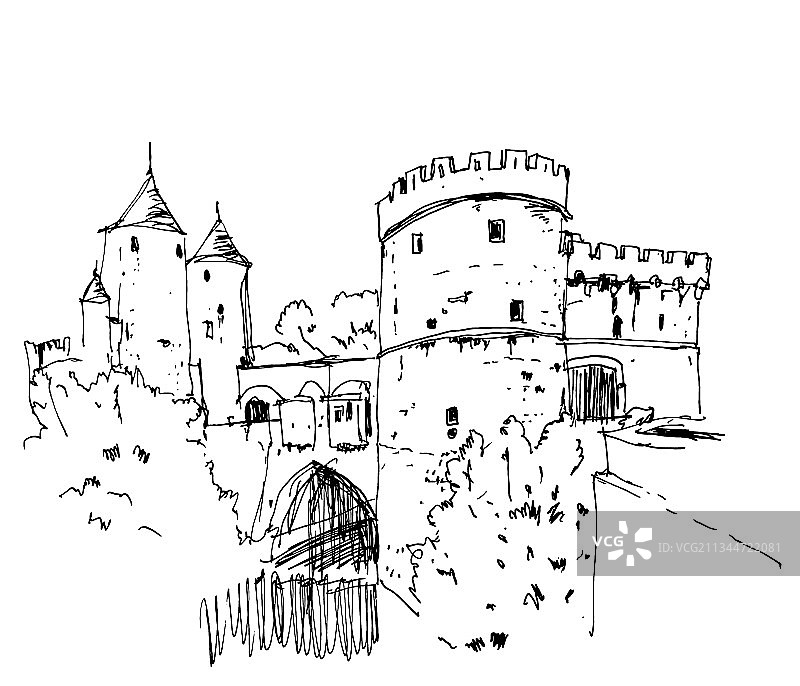 法国梅斯手绘素描图片素材