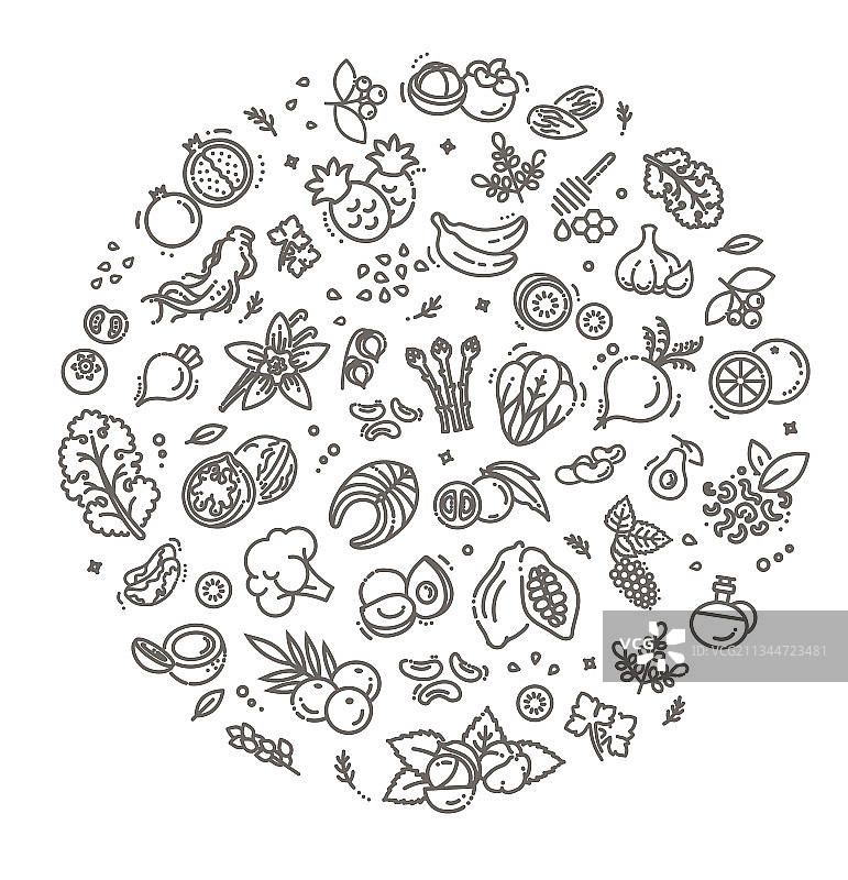 有机超级食品线性图标图片素材