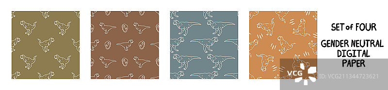 无缝背景 Allosaurus 恐龙套装 4图片素材