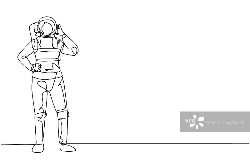 单线连续绘画：女性宇航员图片素材