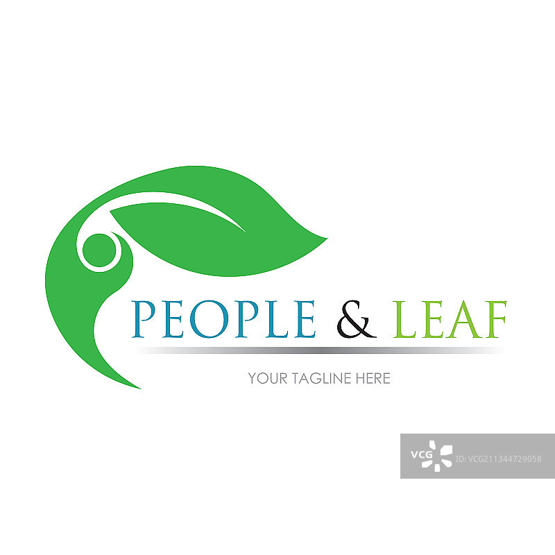 树叶人物标志设计模板图片素材