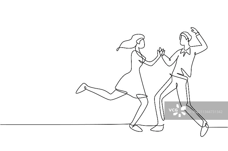 幸福情侣单线连续画图片素材