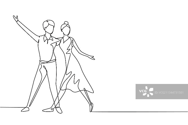 连续单线绘画：男人和女人图片素材