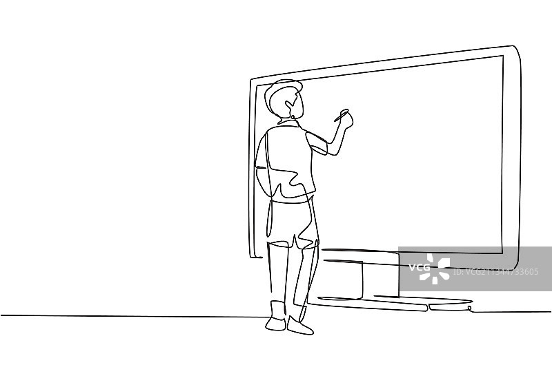 初中男生连续单线画图片素材