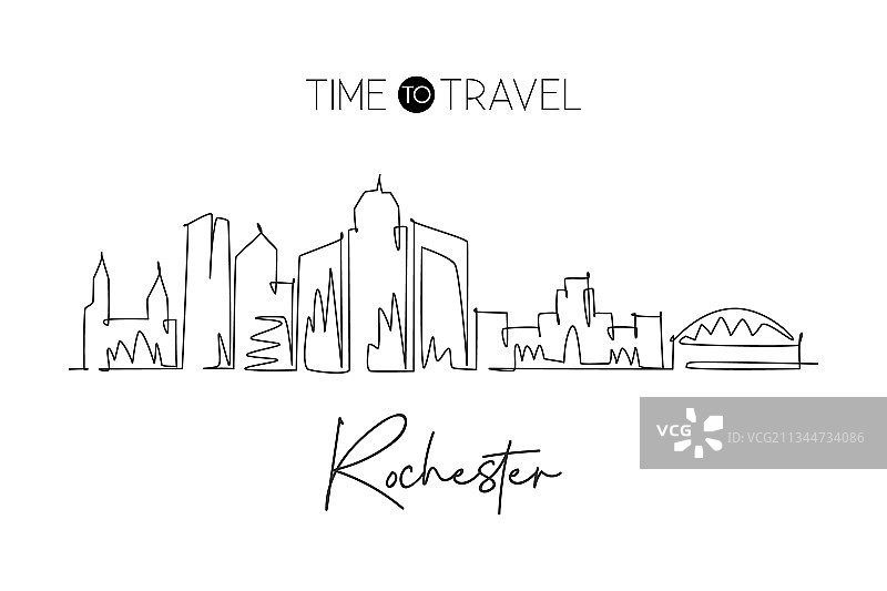 罗切斯特城市线条一笔画图片素材