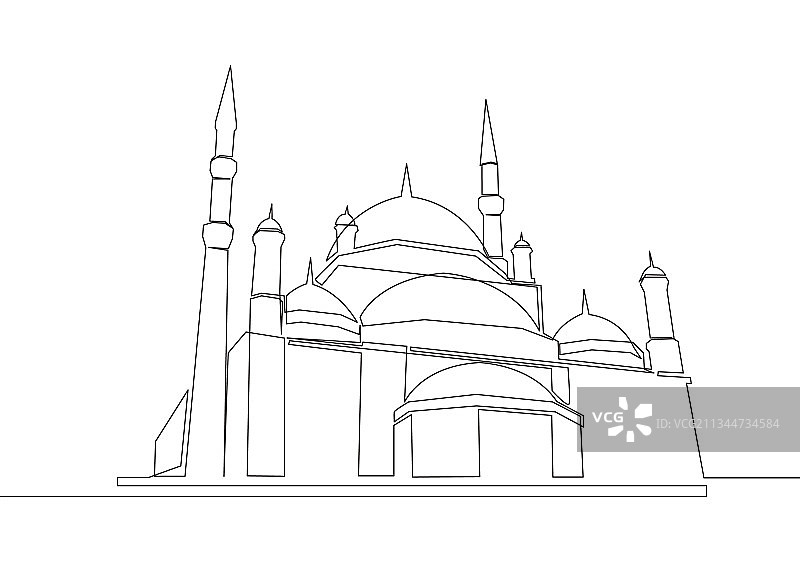 伊斯兰历史单线绘画图片素材
