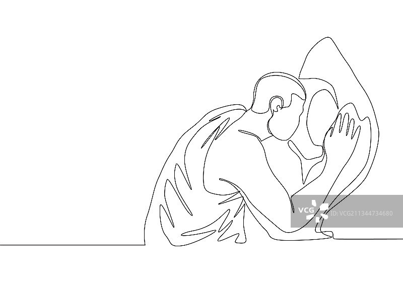 穆斯林人物连续线条画图片素材