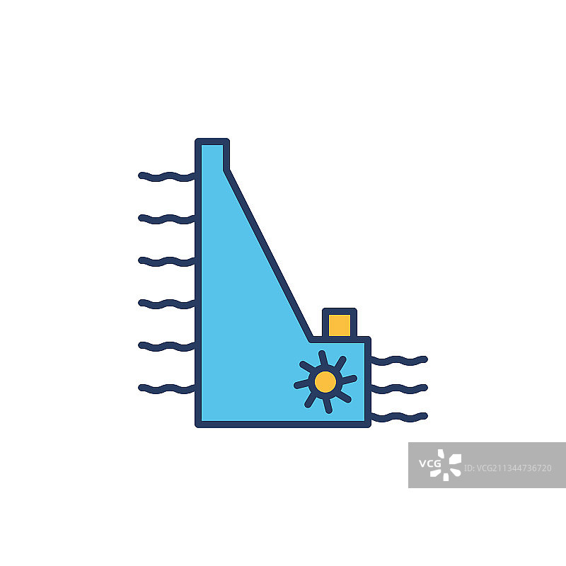 水电站大坝概念彩色图标或符号图片素材