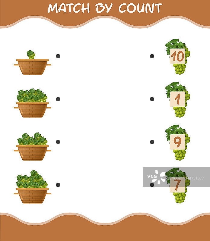 卡通白葡萄火柴计数图片素材