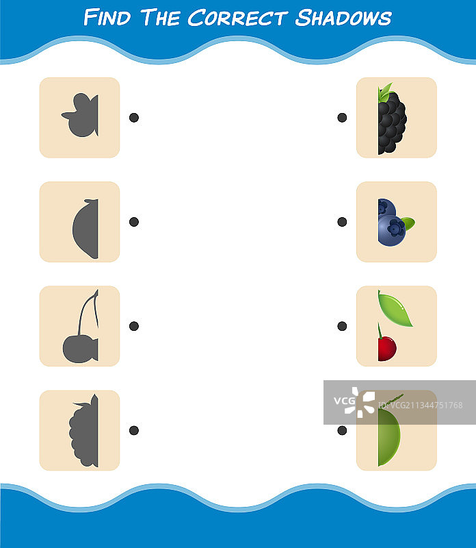 寻找正确的卡通水果阴影图片素材