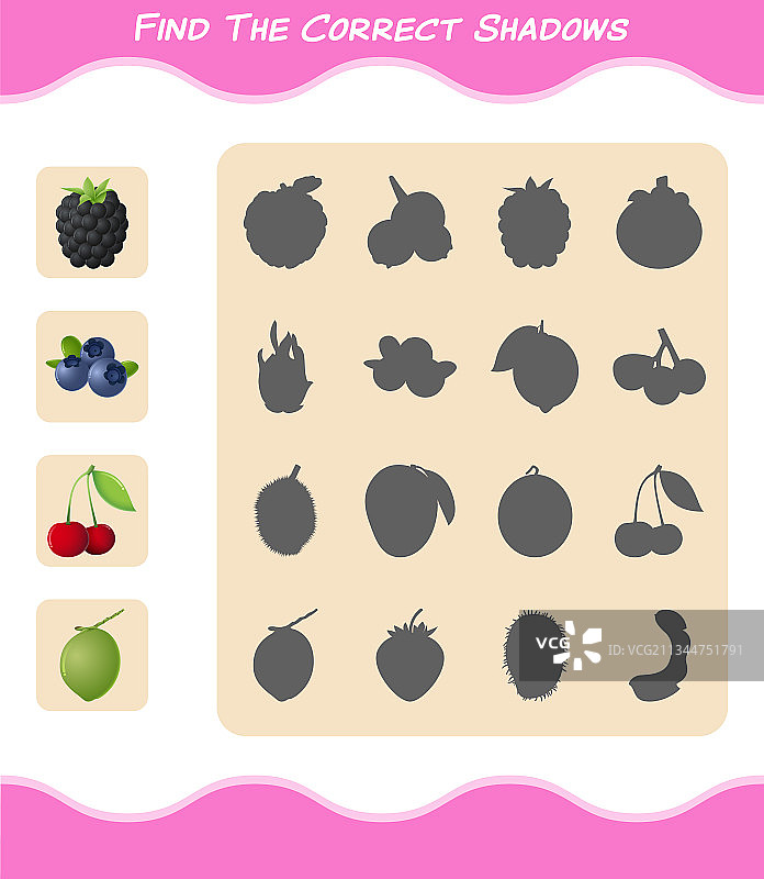 寻找正确的卡通水果阴影图片素材