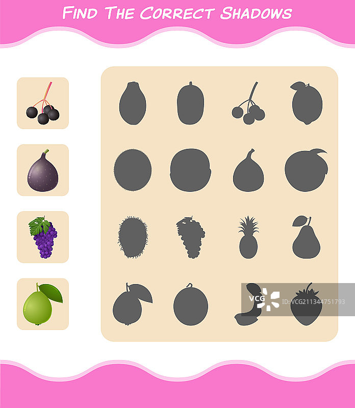 寻找正确的卡通水果阴影图片素材