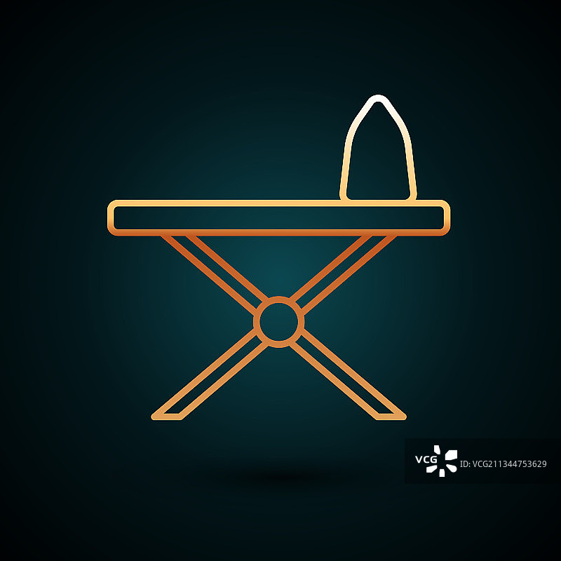 金色线条电熨斗和熨衣板图标图片素材