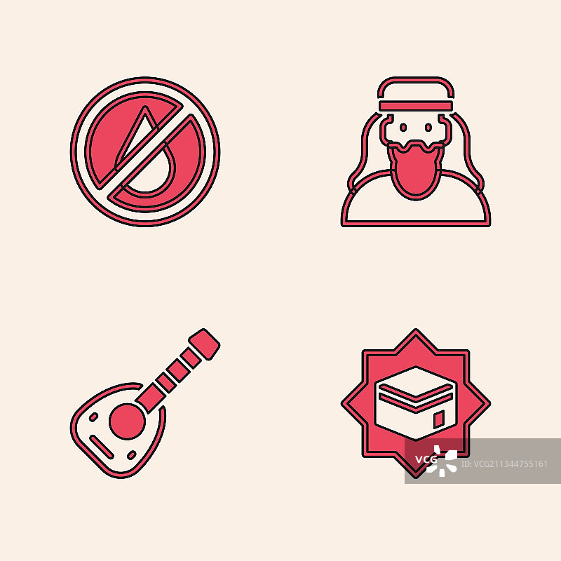 克尔白清真寺穆斯林与鲁特琴图片素材