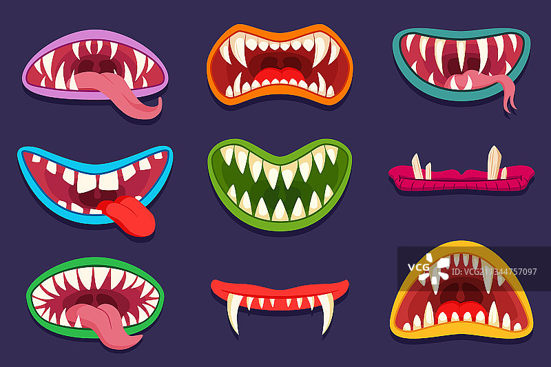 卡通怪物嘴巴角色集合图片素材