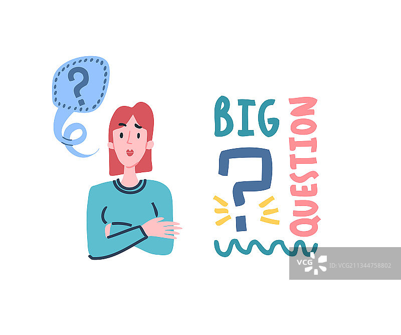 一个简单的卡通女孩提问图片素材