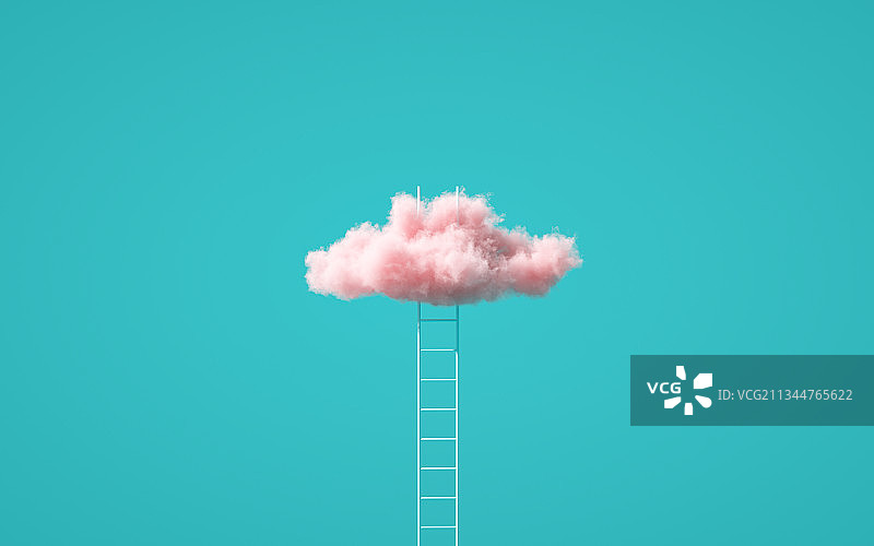 云朵梯子三维图形背景图片素材